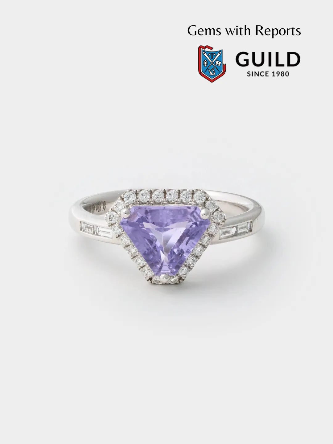 Violet Sapphire Ring 18k solid white gold by PETRALO