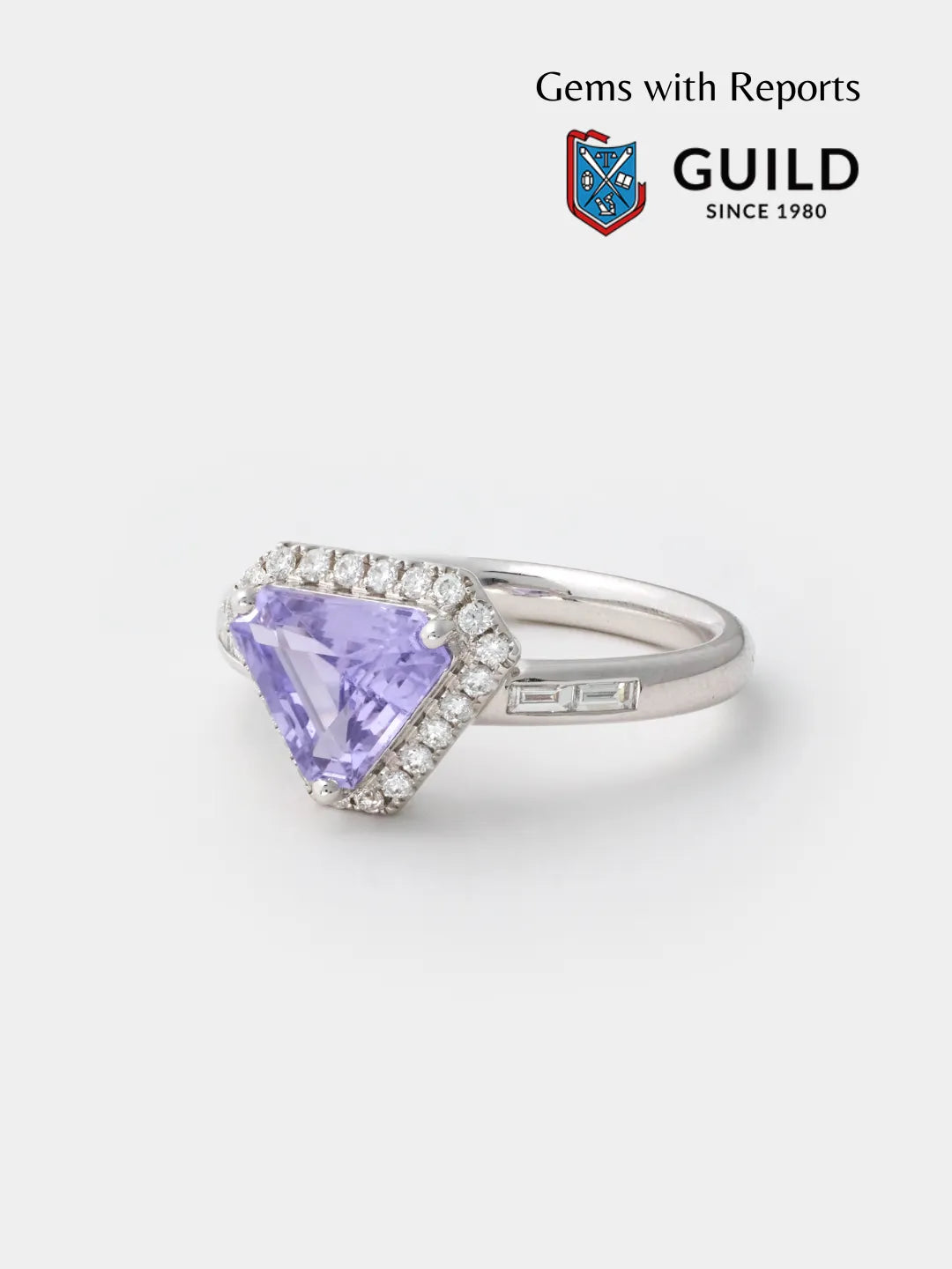 Violet Sapphire Ring 18k solid white gold by PETRALO