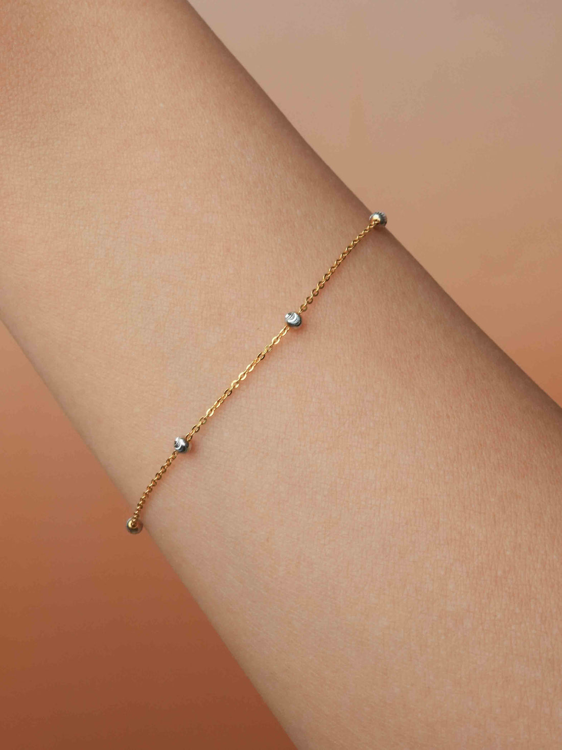 White Gold Bead Station Bracelet