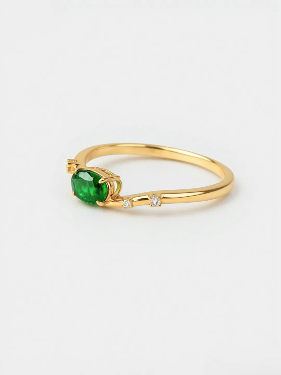 14k solid gold curved tsavorite ring by PETRALO