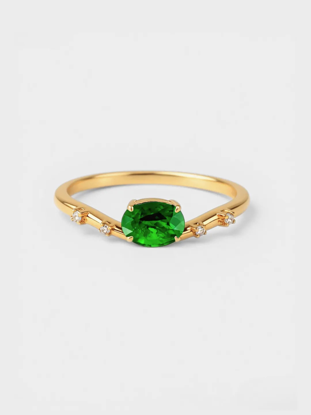 14k solid gold curved tsavorite ring by PETRALO