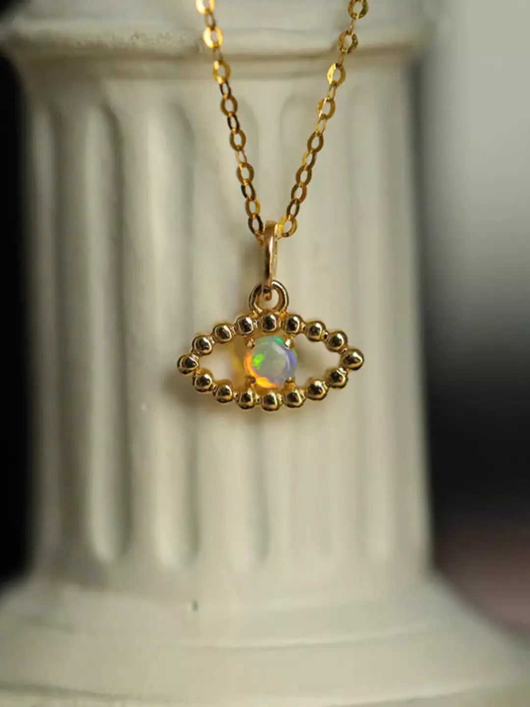 Evil Eye Opal Necklace/Pendant in 14k or 18k solid gold