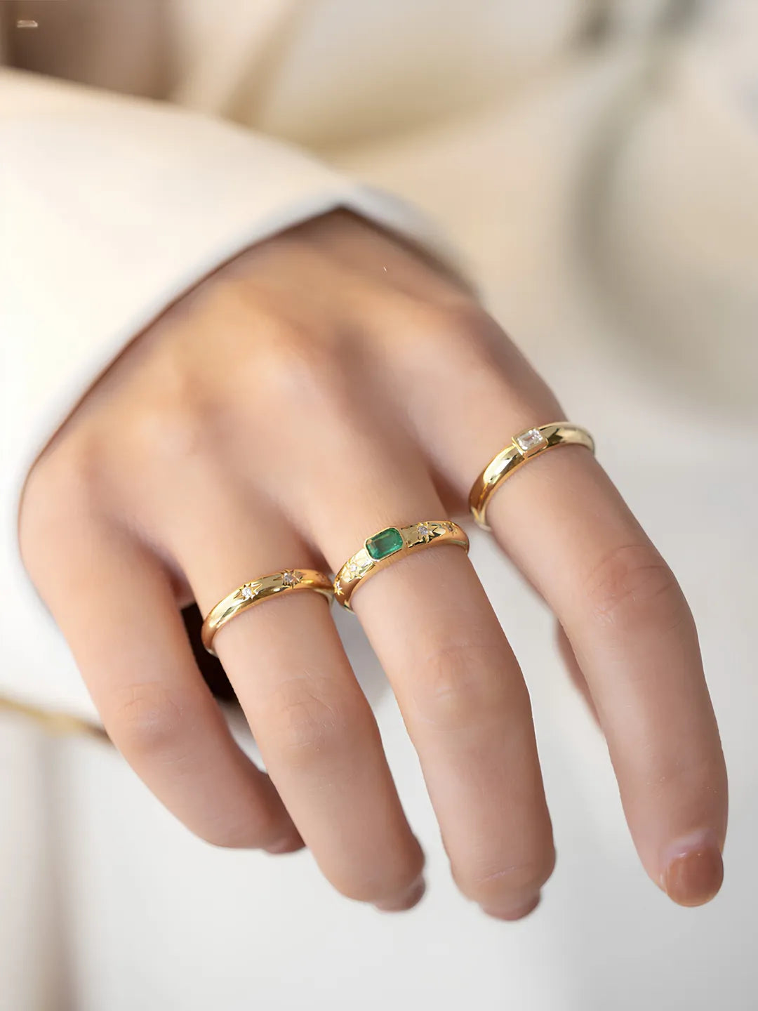 three 14k Gold diamond rings by PETRALO