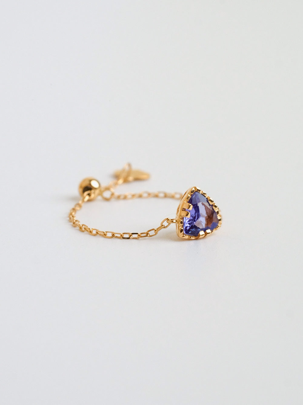 Triangular Tanzanite Chain Ring