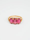 18k solid gold rubellite three stone ring by PETRALO