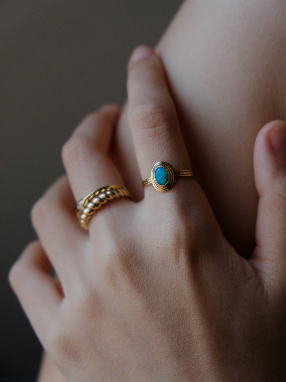 Vintage style Oval Opal Ring