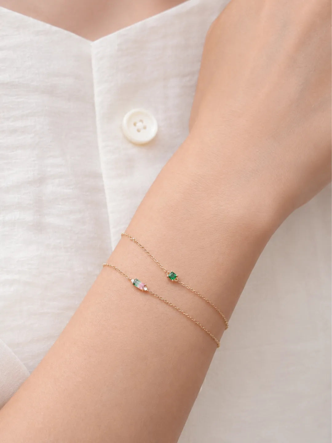 Watermelon Tourmaline Diamond Bracelet